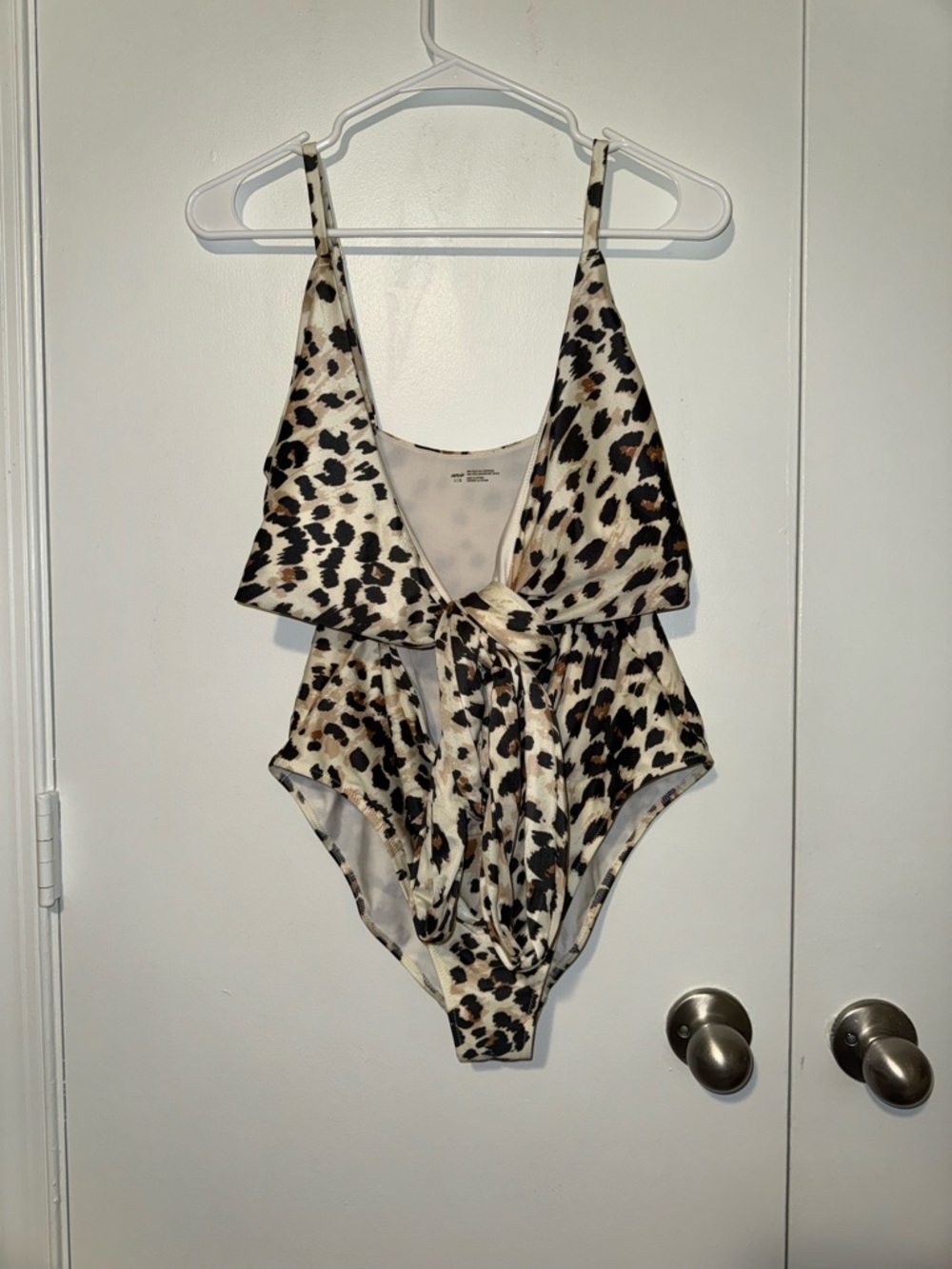 aerie Leopard Print One-Piece Swimsuit in Brown and Black